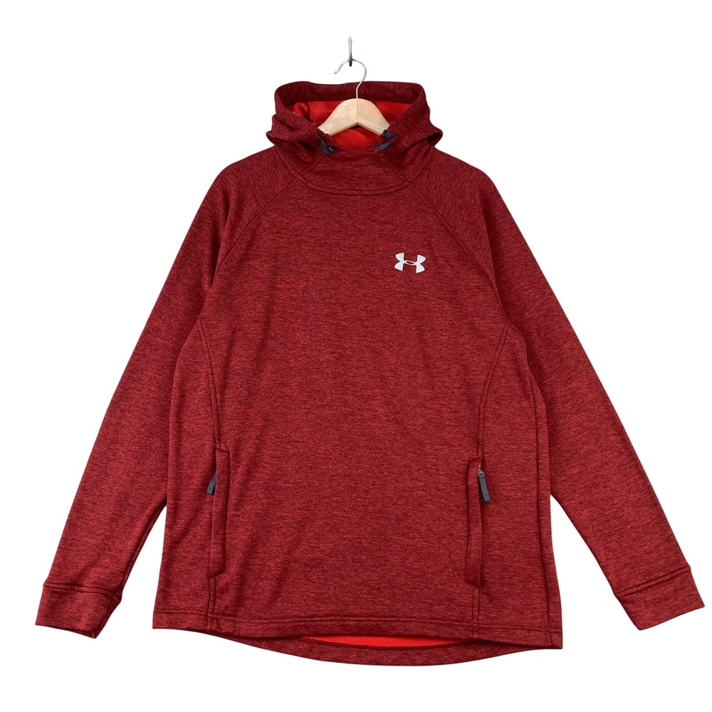 Under Armour ColdGear Hoodie Mens Medium Red Athletic Loose‎ Fit Pullover